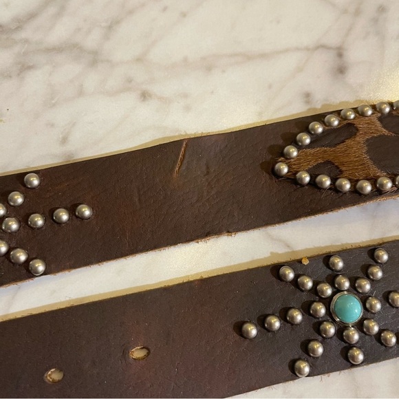 Leatherock Soft Genuine 100% Leather Turquoise studded belt - Picture 13 of 14